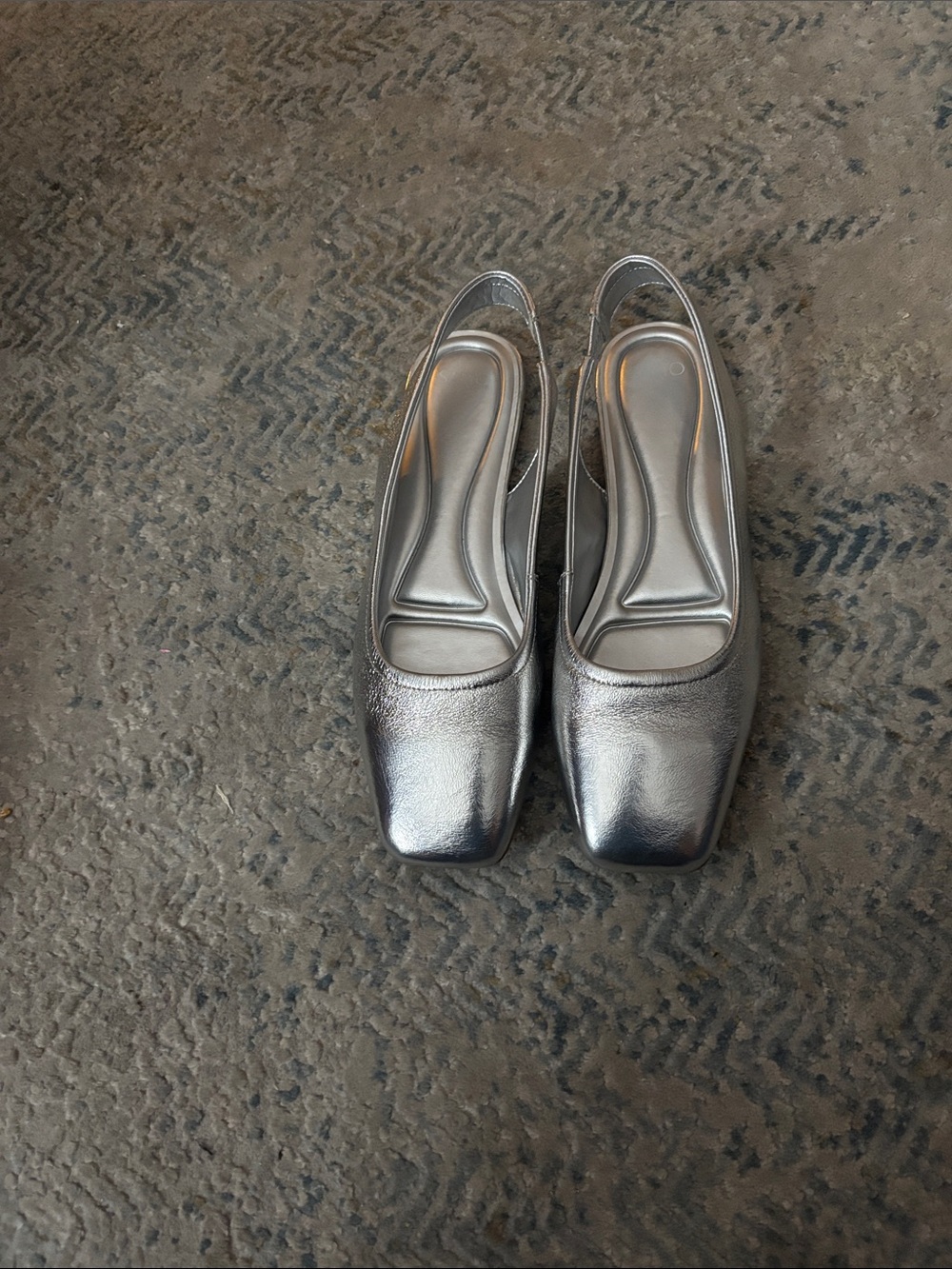 Metallic Silver Slingback Mules for Women